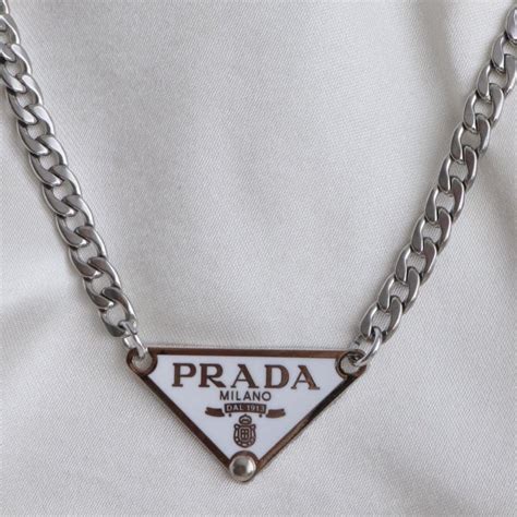 white prada tag necklace|prada necklace online.